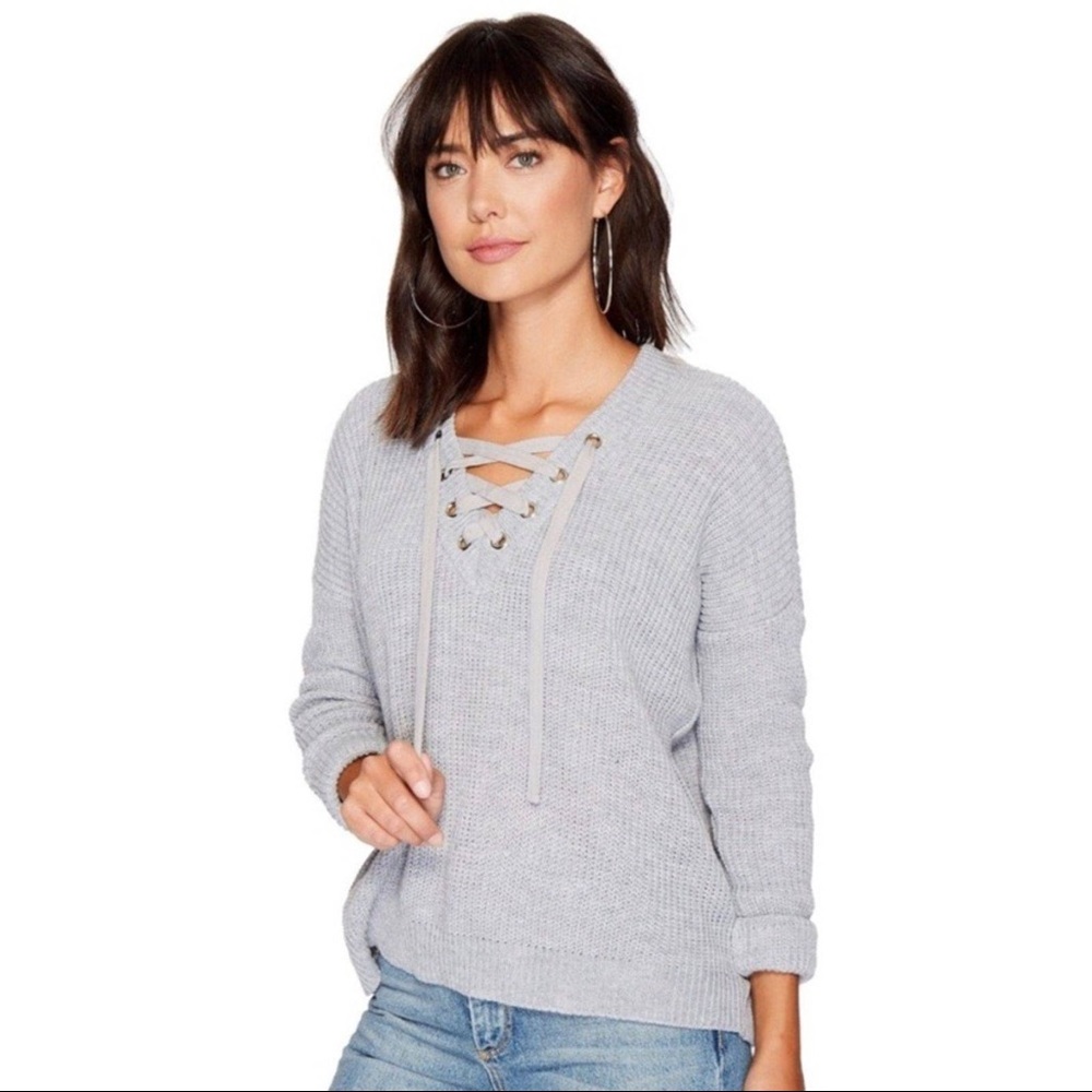 Jack by BB Dakota Lace Up Knit Sweater Sz S